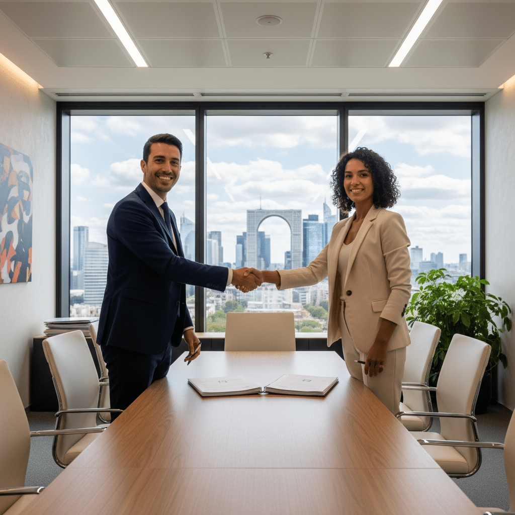 Accord de représentation légale signé à La Défense entre professionnels.