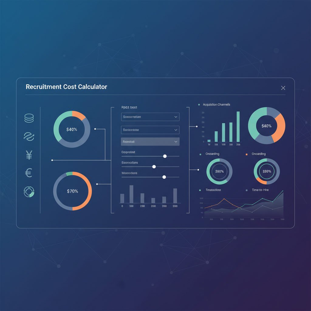 Tableau de bord numérique affichant un calculateur de coûts de recrutement.