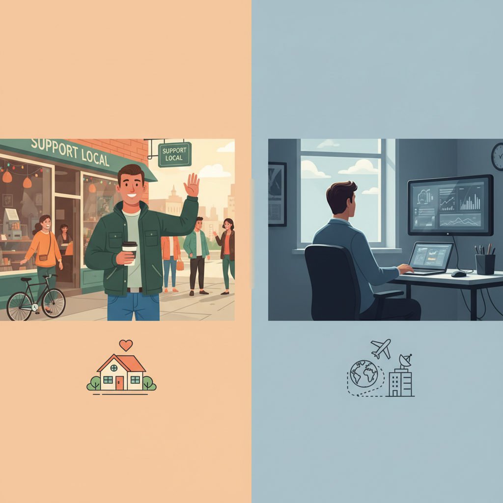Comparaison visuelle d'un travailleur local et d'un travailleur détaché.